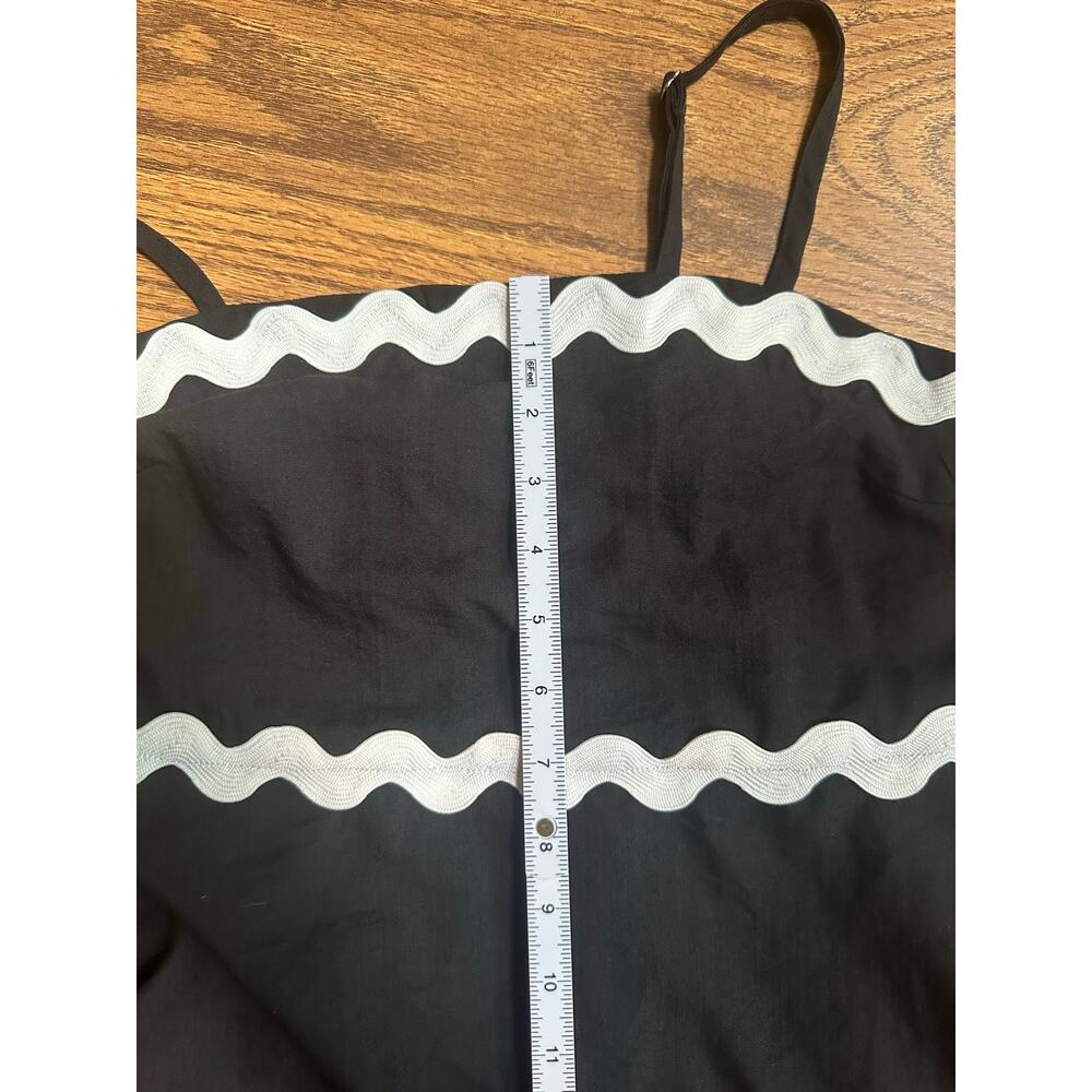 Black White Preppy Maxi Tiered Flowing Spaghetti Strap Small Sun Dress - Picture 7 of 10
